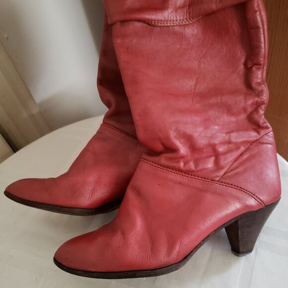 Vintage cognac leather 80s mid-calf boots, size 6-6.5 - Picture 3 of 12